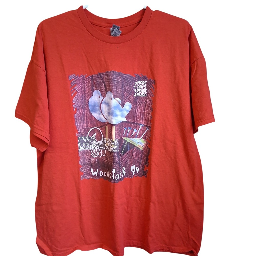 Woodstock '94 Festival 2 Sided Graphic SS Tee Red 2XL Bands Music EUC